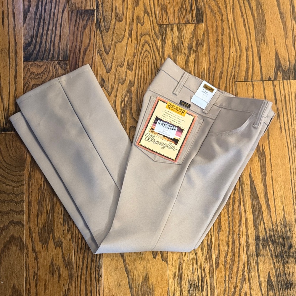 Wrangler Classic Khaki Wrancher Dress Boot Jeans 82kh